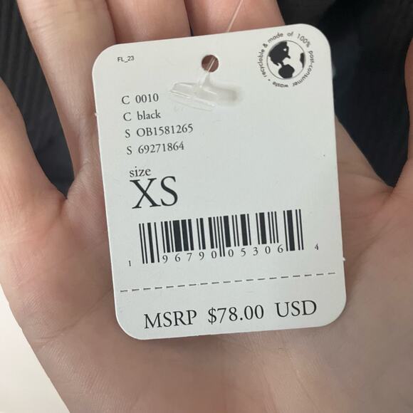 Free People Santa Clara Thermal XS Black Waffle Knit Oversized Batwing V Neck - Picture 7 of 7